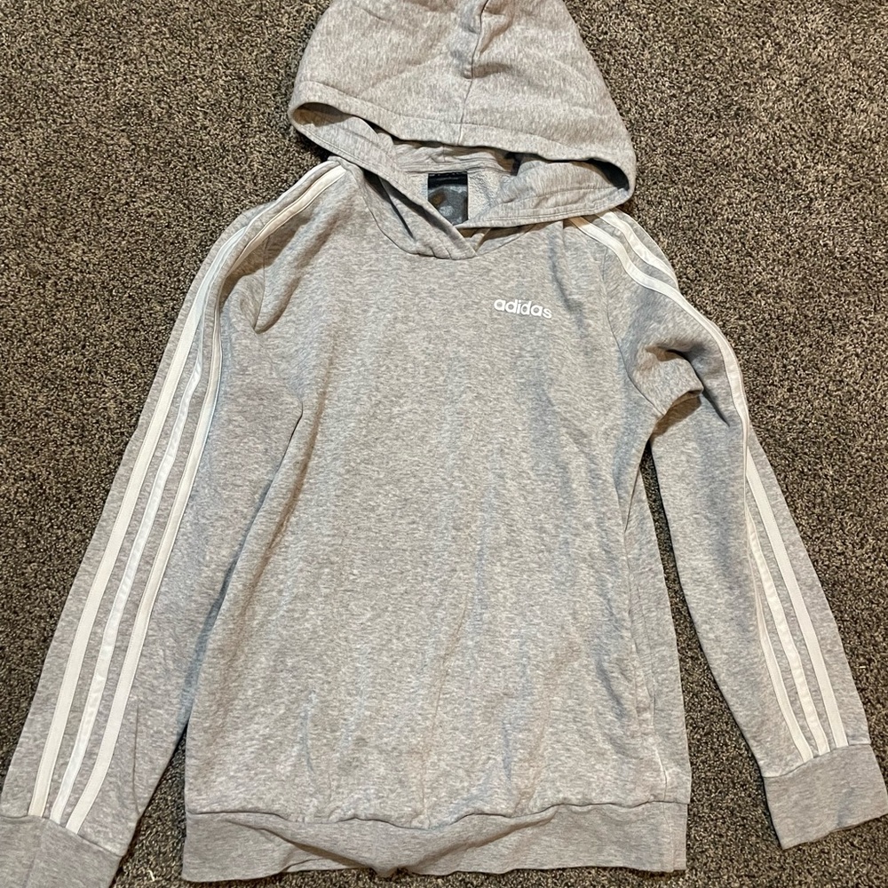 Adidas Men's Light Gray Hoodie Sweater
